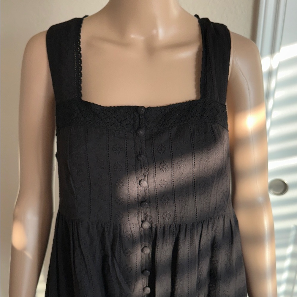 NWT 100% Cotton Le Lis Black Button-Front Mini Dress Size Small. - Picture 4 of 13